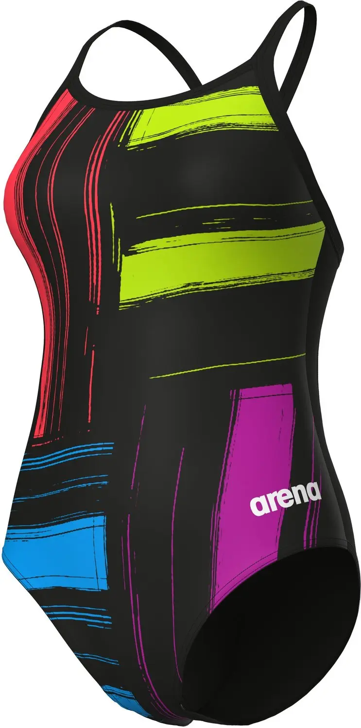 Arena Dames Badpak Grid Lightdrop Back Zwart/Veelkleurig
