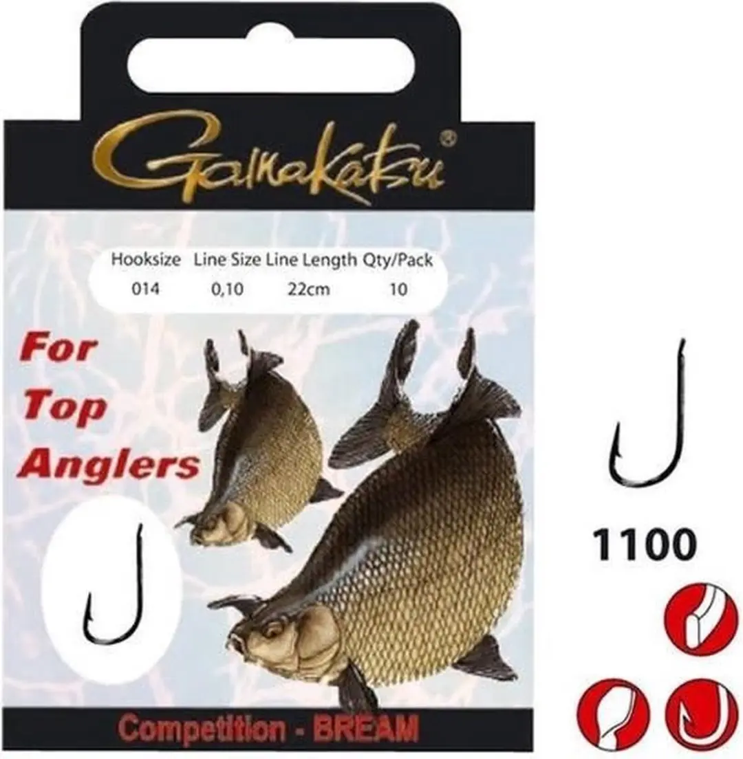 Gamakatsu Competition 1100B Brasem Onderlijnen H14 0.14mm 22cm - 10 Stuks - afbeelding 2 van 3