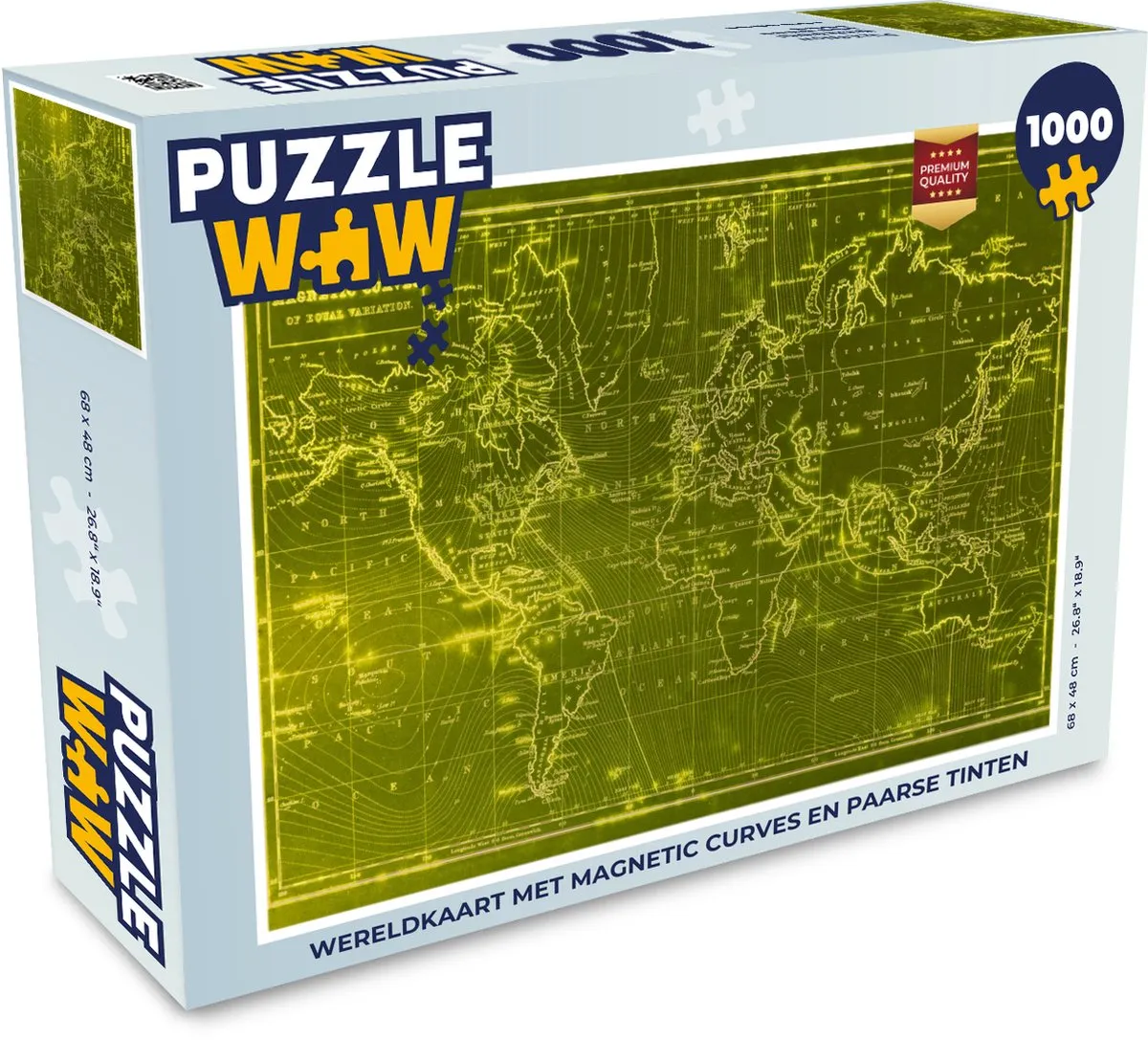 PuzzleWow Wereldkaart Vintage Legpuzzel 1000 Stuks - Multicolor