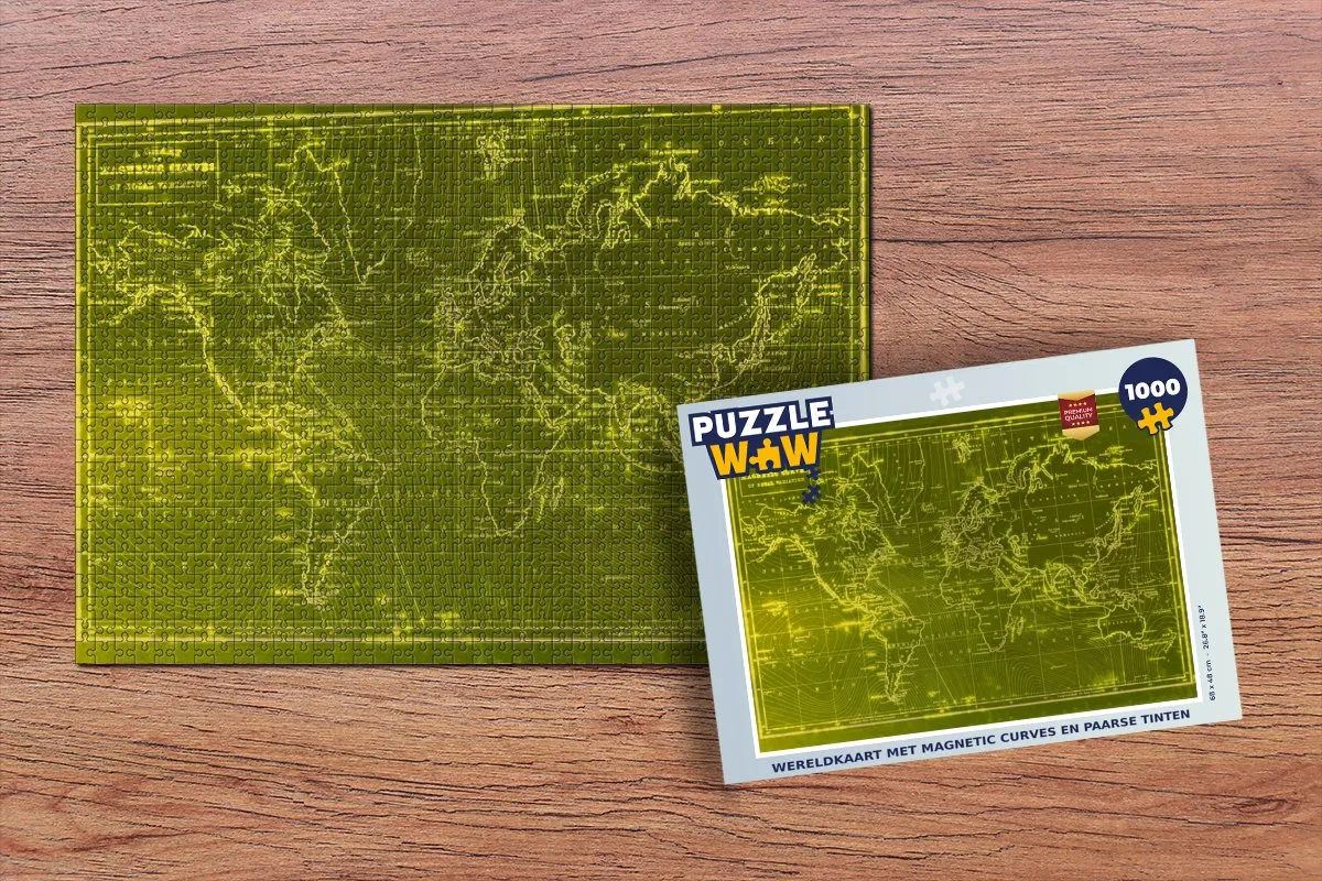 PuzzleWow Wereldkaart Vintage Legpuzzel 1000 Stuks