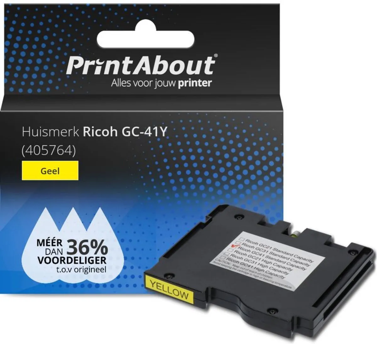 PrintAbout Ricoh GC-41Y Inktcartridge Geel