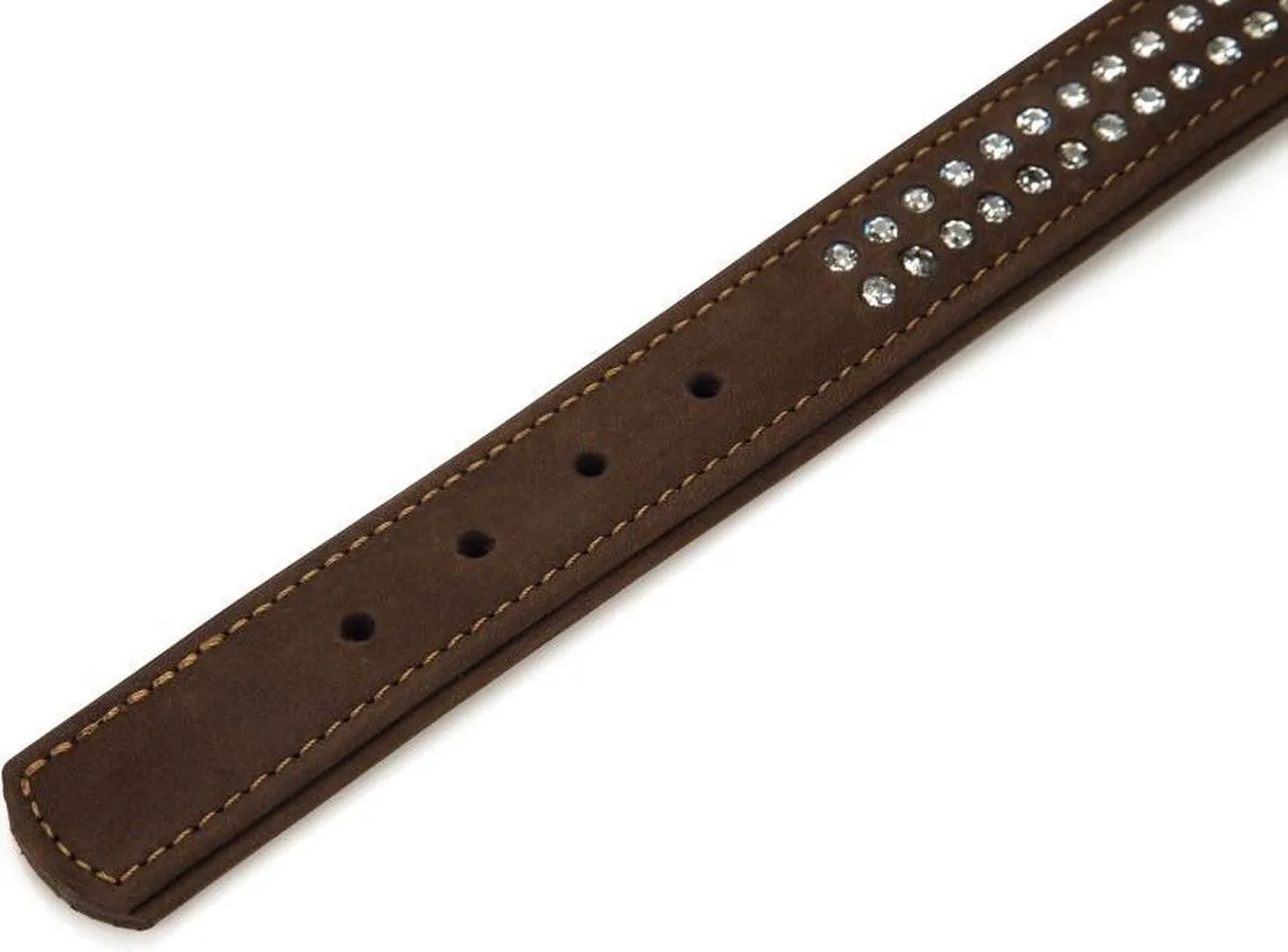 Beeztees Leren Halsband Buffalo Strass - Bruin - 50cm x 30mm