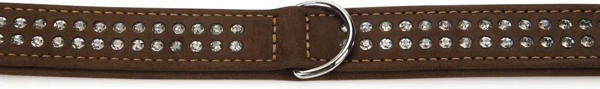 Beeztees Leren Halsband Buffalo Strass - Bruin - 50cm x 30mm