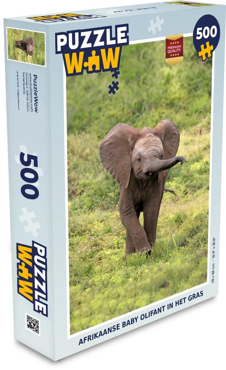 PuzzleWow Afrikaanse Baby Olifant Legpuzzel 500 Stuks