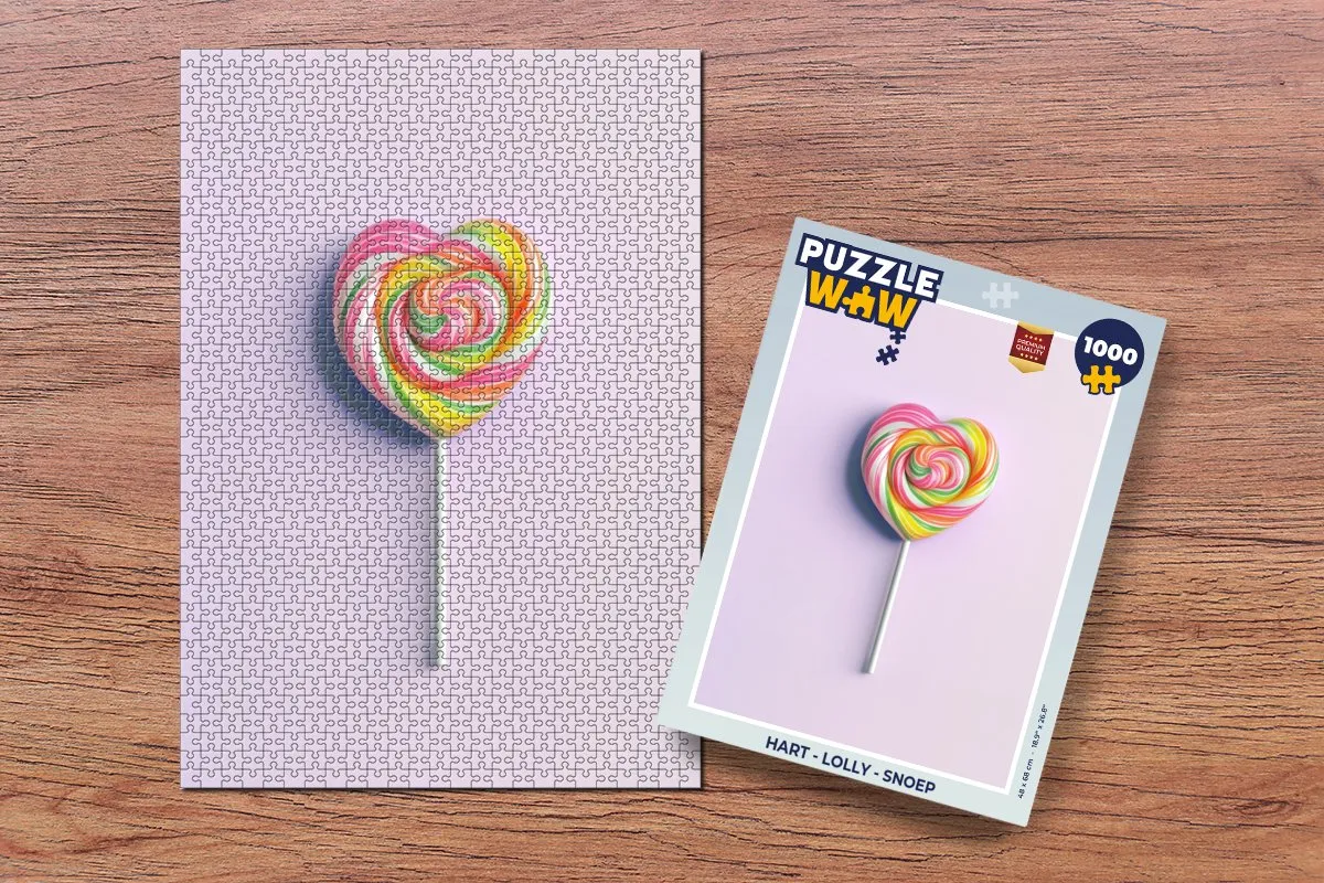 PuzzleWow Hart Lolly Legpuzzel 1000 Stuks - Roze