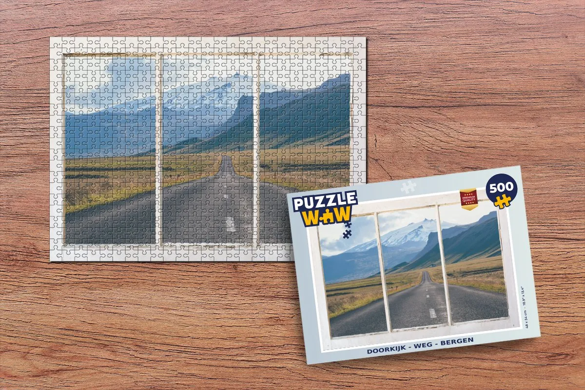 PuzzleWow Doorkijk Weg Berg Legpuzzel 500 Stuks - Multicolor