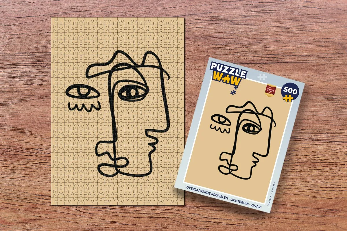 PuzzleWow Overlappende Profielen Legpuzzel 500 Stuks - Lichtbruin/Zwart