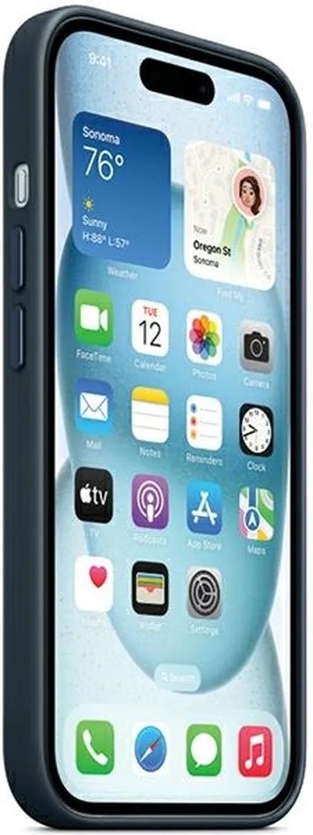 Apple FineWoven Hoesje iPhone 15 Plus - Pacific Blue - MT4D3ZM/A