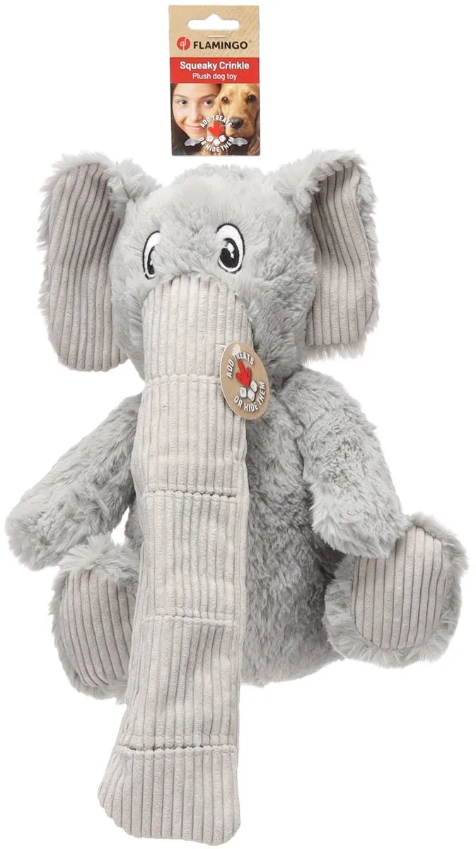 Flamingo Hida Zittende Olifant Hondenknuffel - 25x18x34cm - Grijs