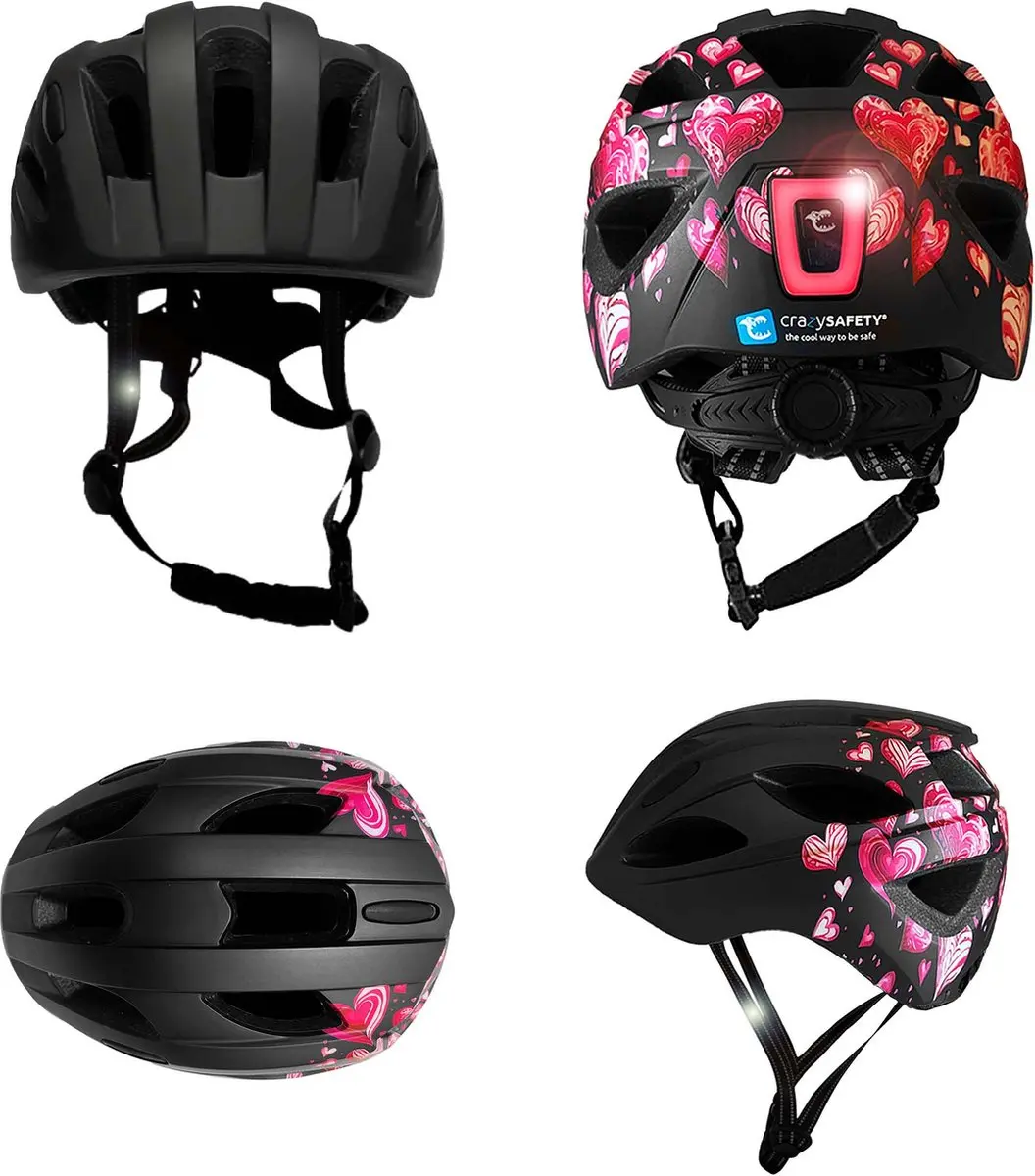 Crazy Safety Cool Heart Kinderhelm M - Zwart Hart - afbeelding 2 van 6