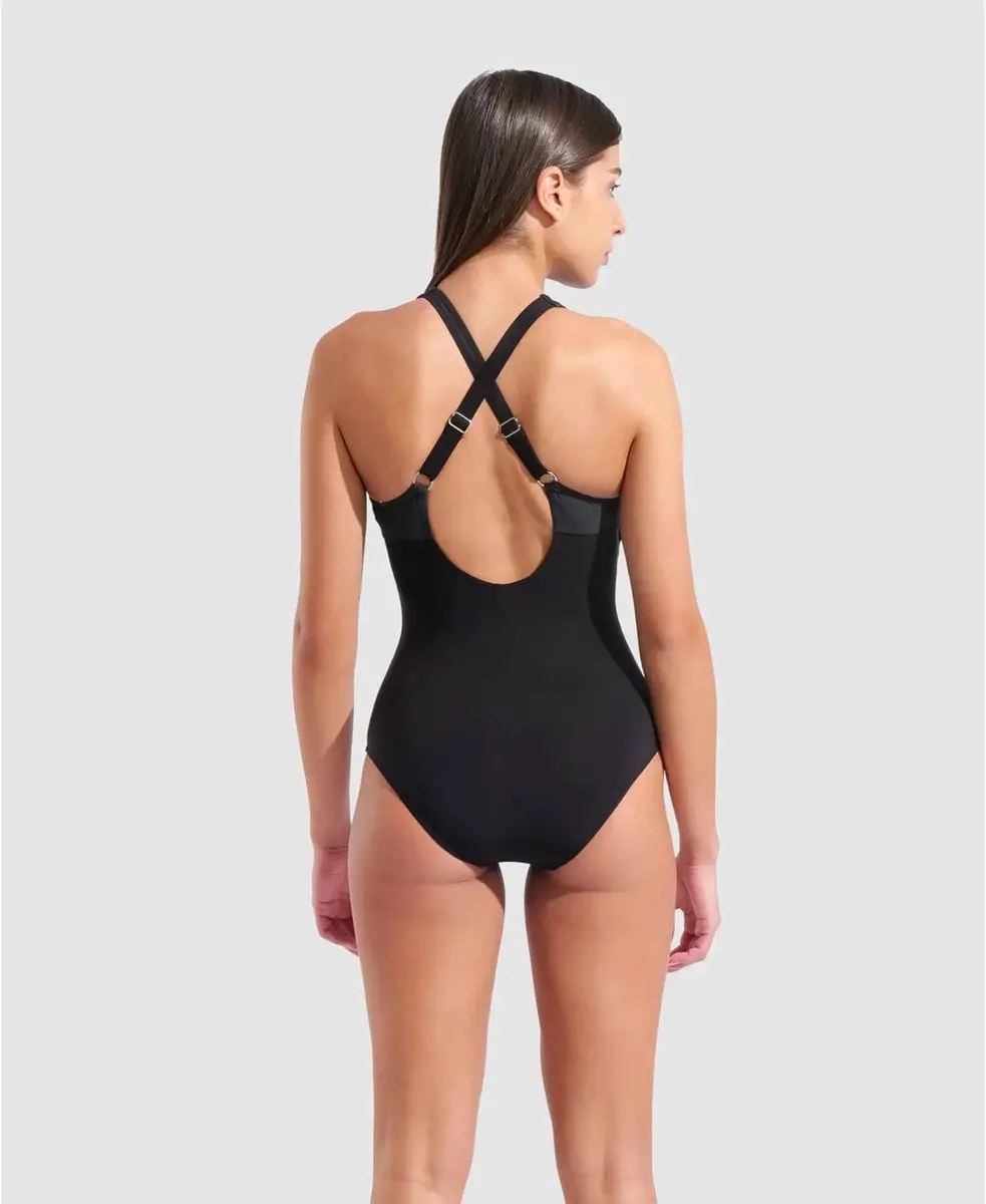 Arena Linda Cross Back zwempak - zwart/night grey - afbeelding 2 van 2