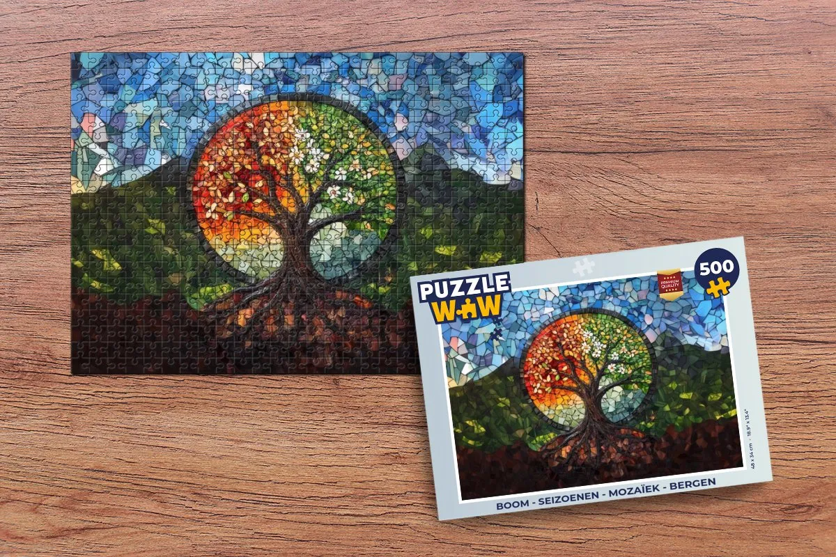 PuzzleWow Seizoenen Mozaïek Bergen Legpuzzel 500 Stuks - Boom