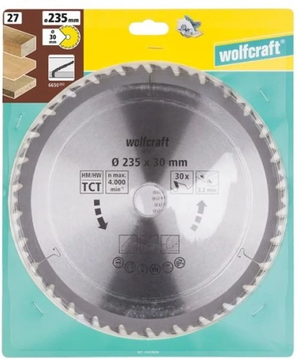 Wolfcraft Handcirkelzaagblad HM 6650000 - 235mm - 30 Tanden