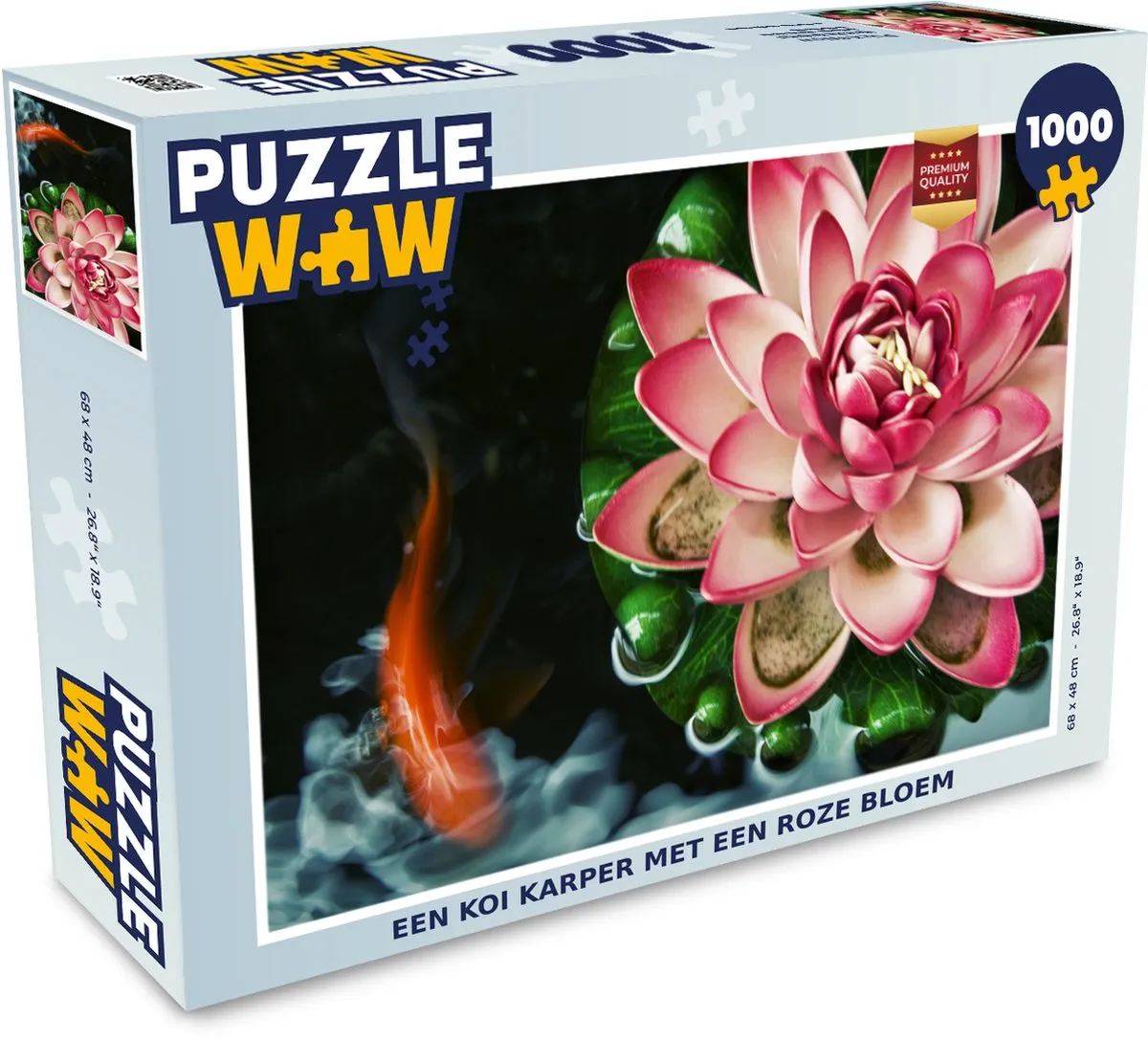 PuzzleWow Legpuzzel Koi Karper Roze Bloem 1000 Stuks