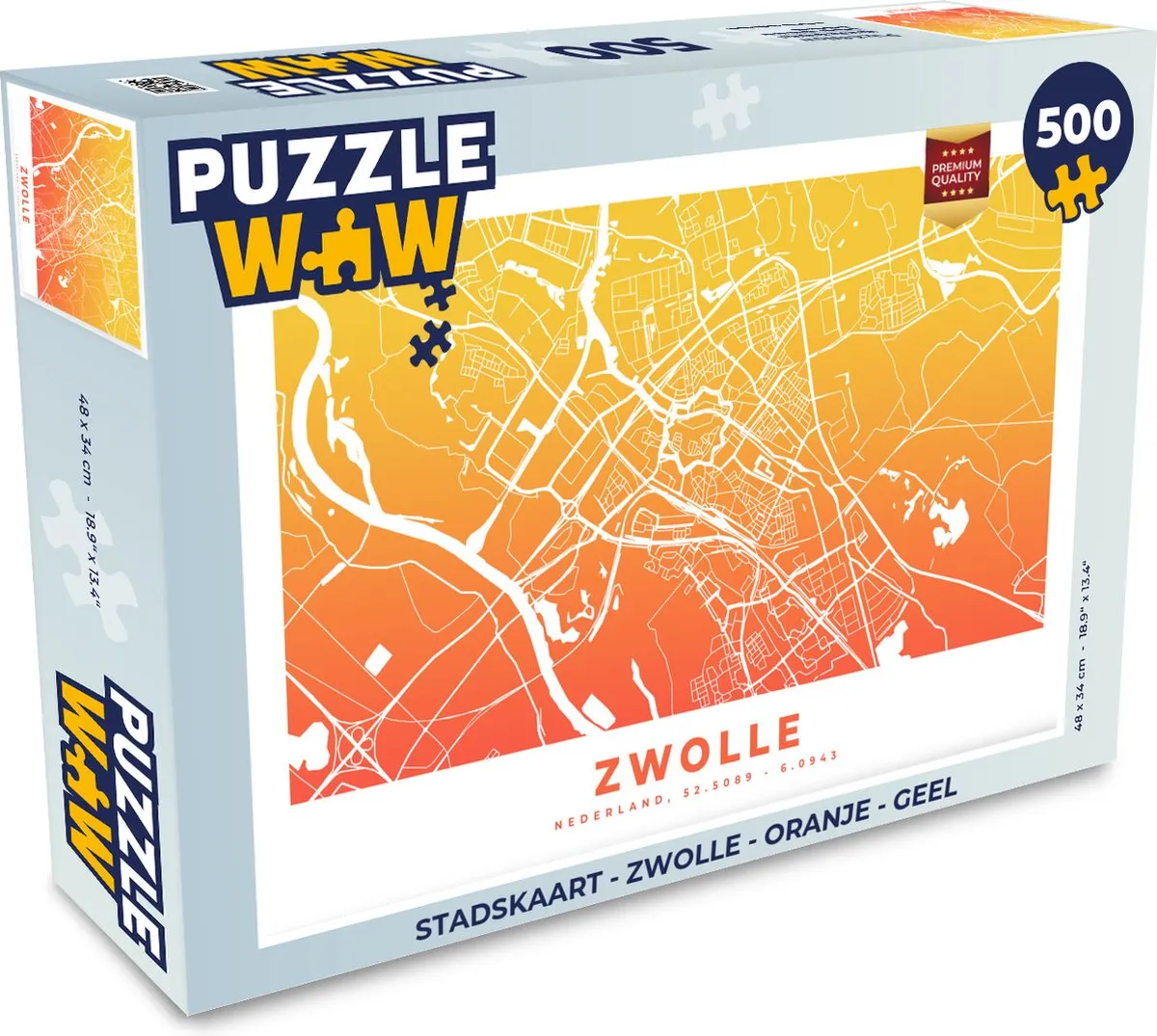 PuzzleWow Stadskaart Zwolle Legpuzzel 500 Stuks