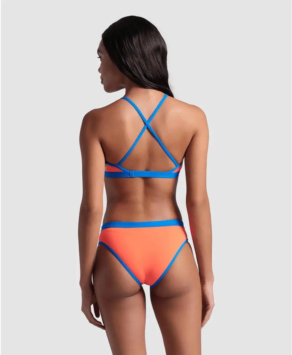 Arena Icons Cross Back Dames zwempak - Bright Coral/Blue River - afbeelding 2 van 2