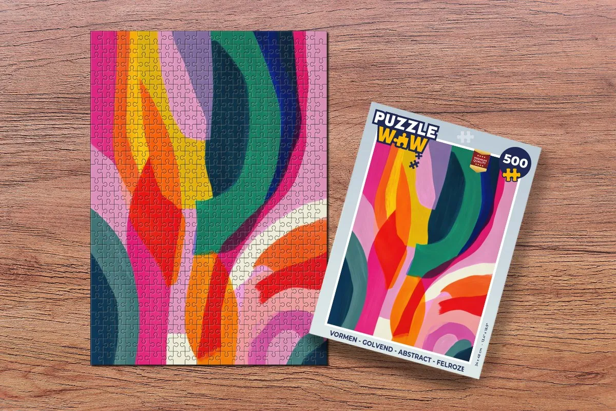 PuzzleWow Abstract Golvend Legpuzzel 500 Stuks - Felroze