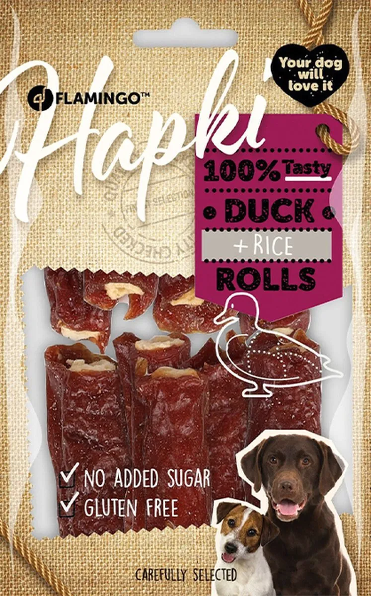 Flamingo HAPKI Hondensnack Duck & Rice Rolls 85g