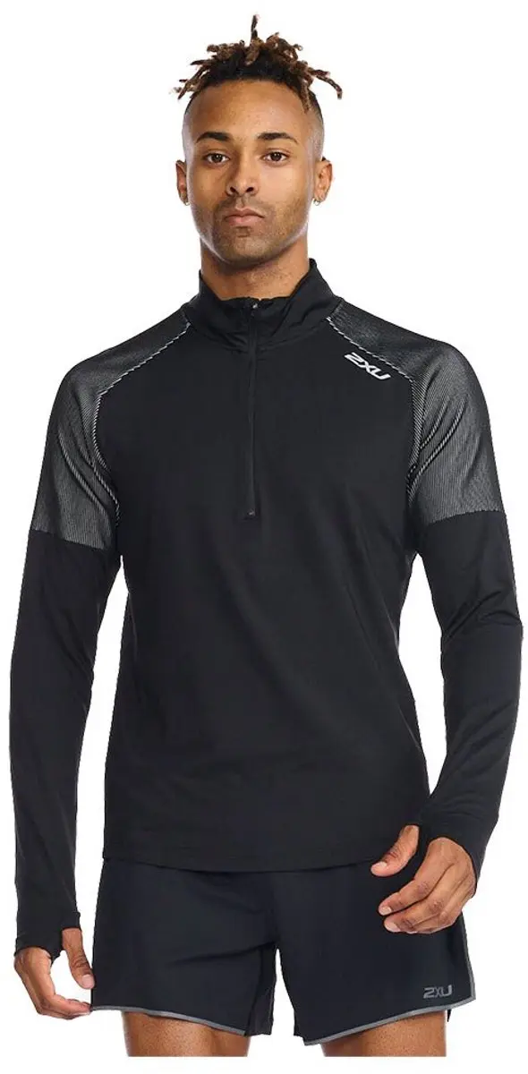 2xu Light Speed Half Rits Lange Mouw T-shirt Zwart XS Man