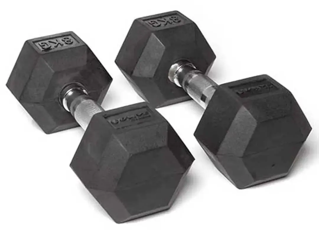 Olive Rubber Hex Dumbbells 8 kg - afbeelding 2 van 2