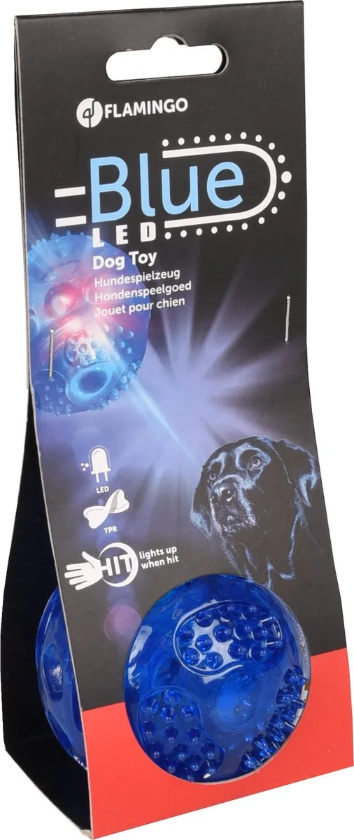 Flamingo Bordy Bal Blauw - LED & Piepgeluid - Ø7,5cm - afbeelding 6 van 6