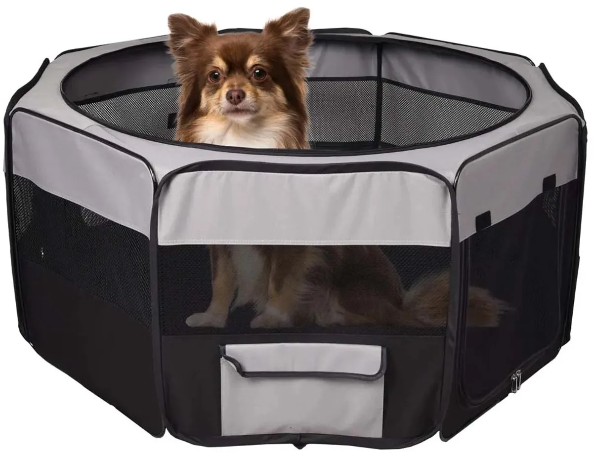 Flamingo Smart Top Opvouwbare Puppyren - 87.5cm - Grijs/Zwart