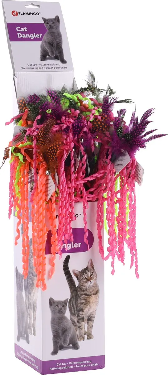 Flamingo Glitty Speelgoed Kattenhengel - Ps Hengel Glitty+krulletjes - 42cm - Assortiment - afbeelding 2 van 4