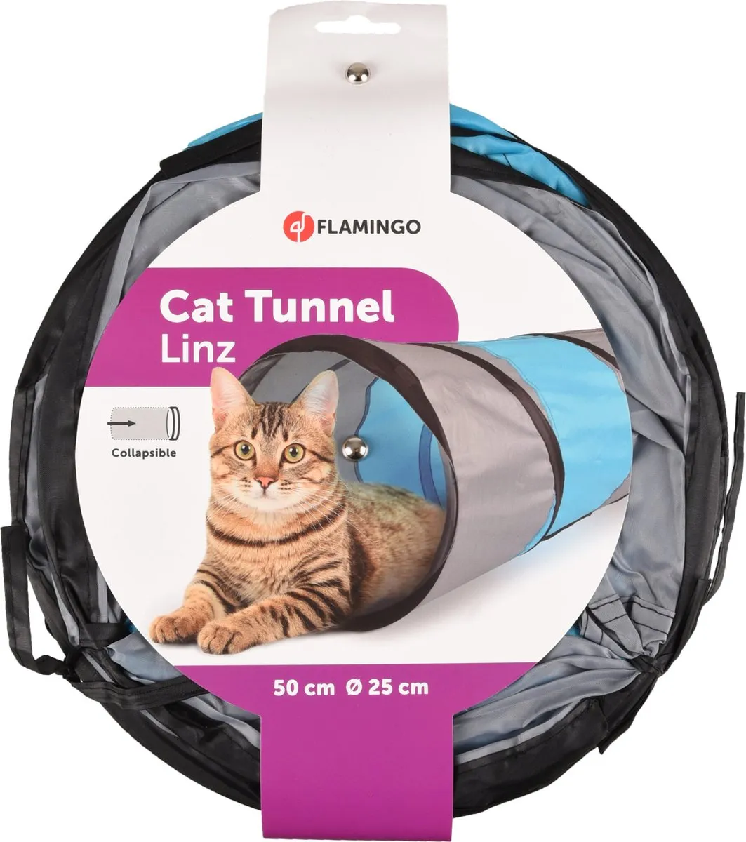 Flamingo Kattenspeel Tunnel Linz - 50x25x25cm - Blauw