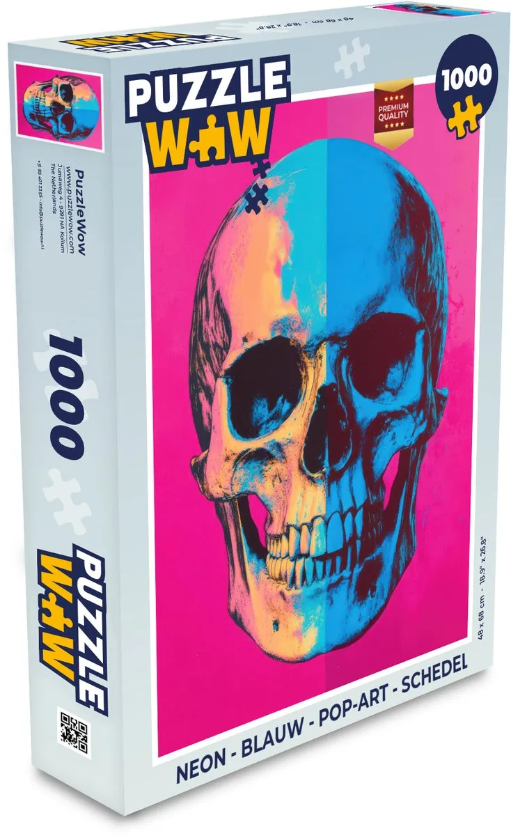 PuzzleWow Neon Schedel Legpuzzel 1000 Stuks