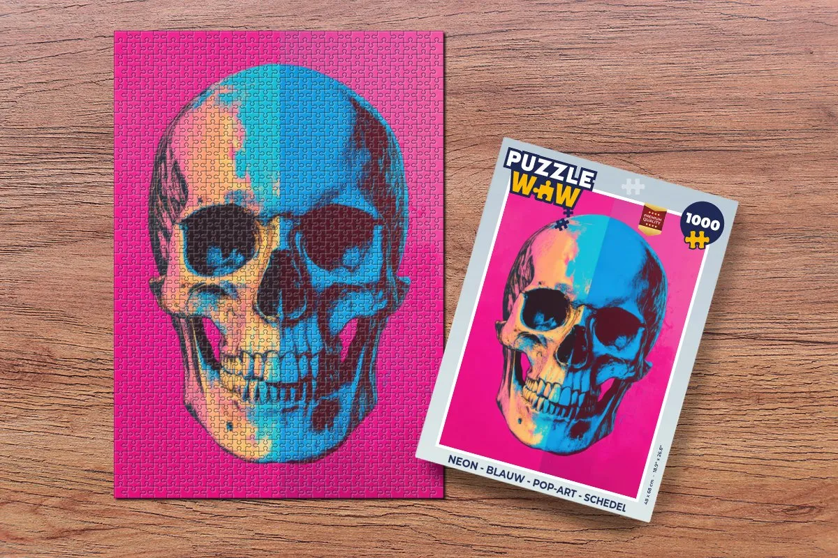 PuzzleWow Neon Schedel Legpuzzel 1000 Stuks