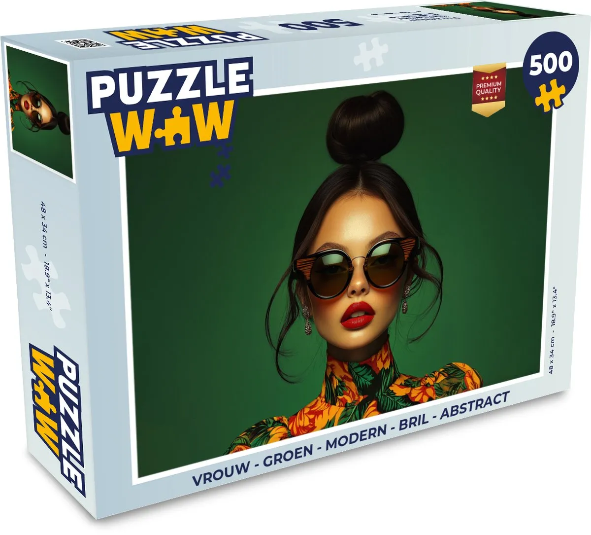 PuzzleWow Modern Groen Bril Abstract Legpuzzel 500 Stuks