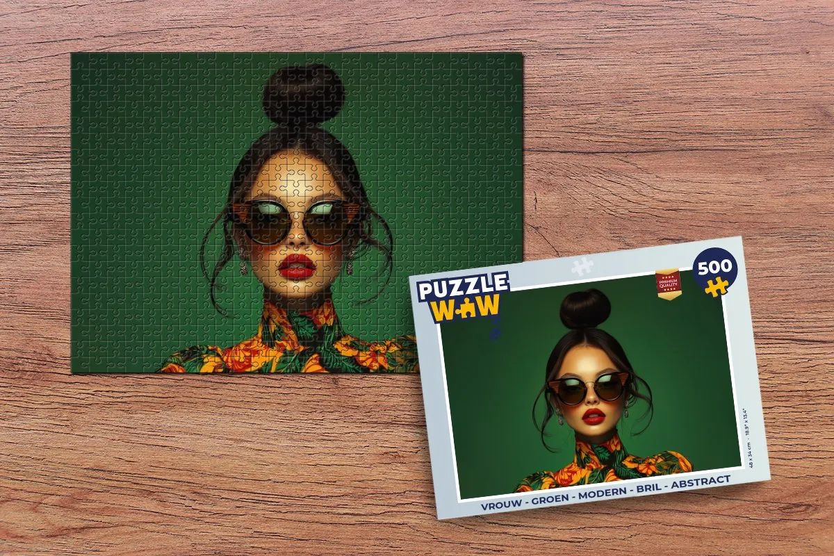 PuzzleWow Modern Groen Bril Abstract Legpuzzel 500 Stuks
