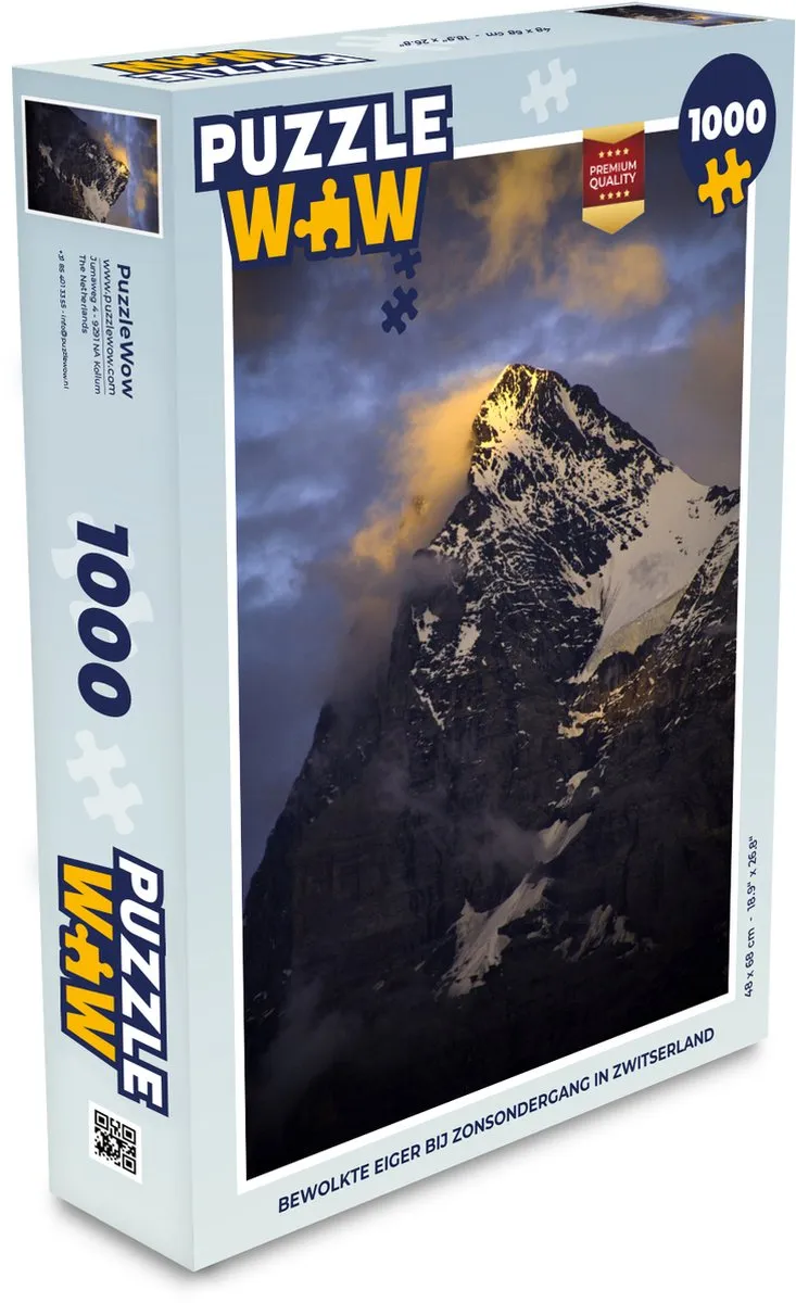 PuzzleWow Bewolkte Eiger Zwitserland Legpuzzel 1000 Stuks - Multicolor
