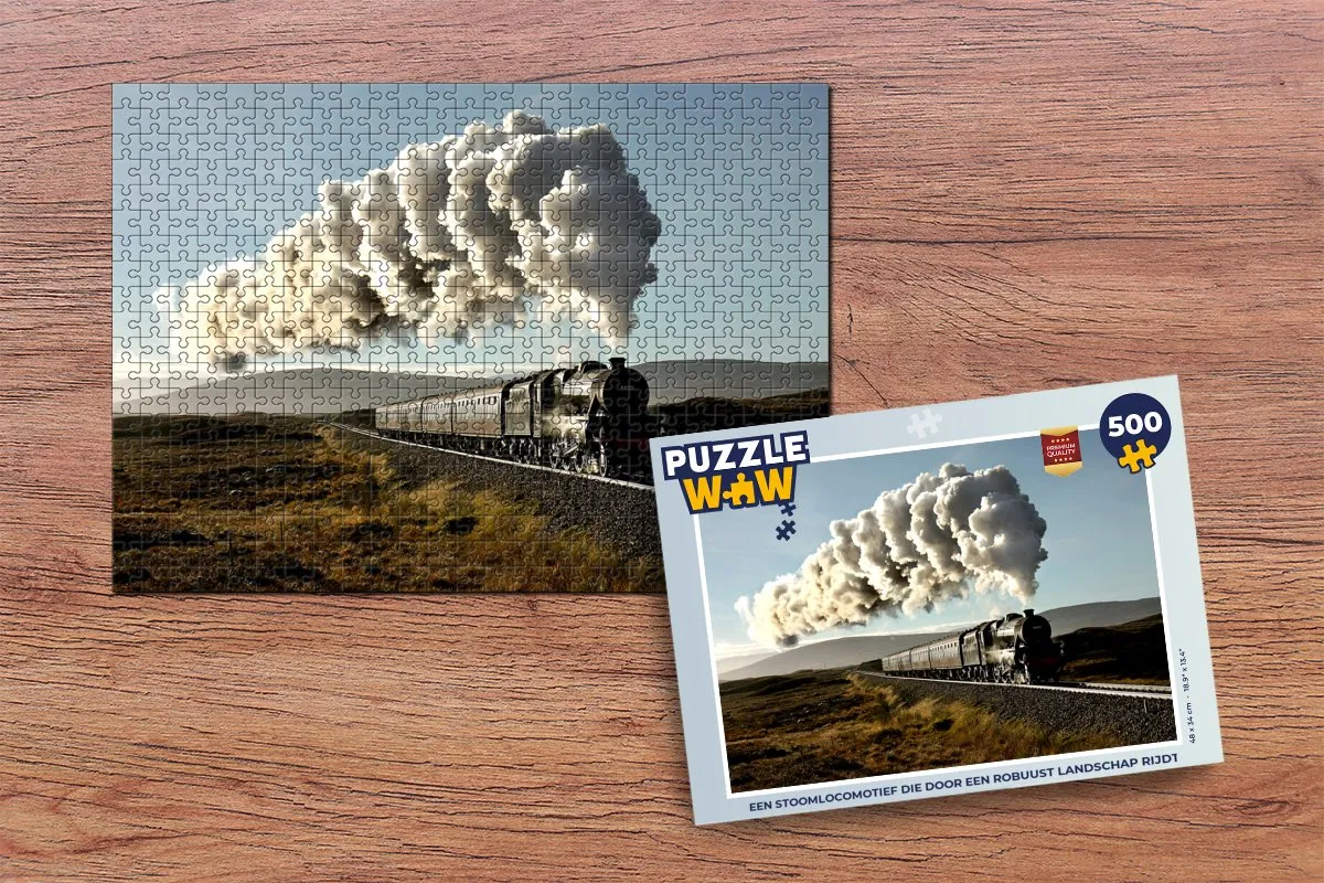 PuzzleWow Legpuzzel Stoomlocomotief Landschap 500 Stuks - Multicolor
