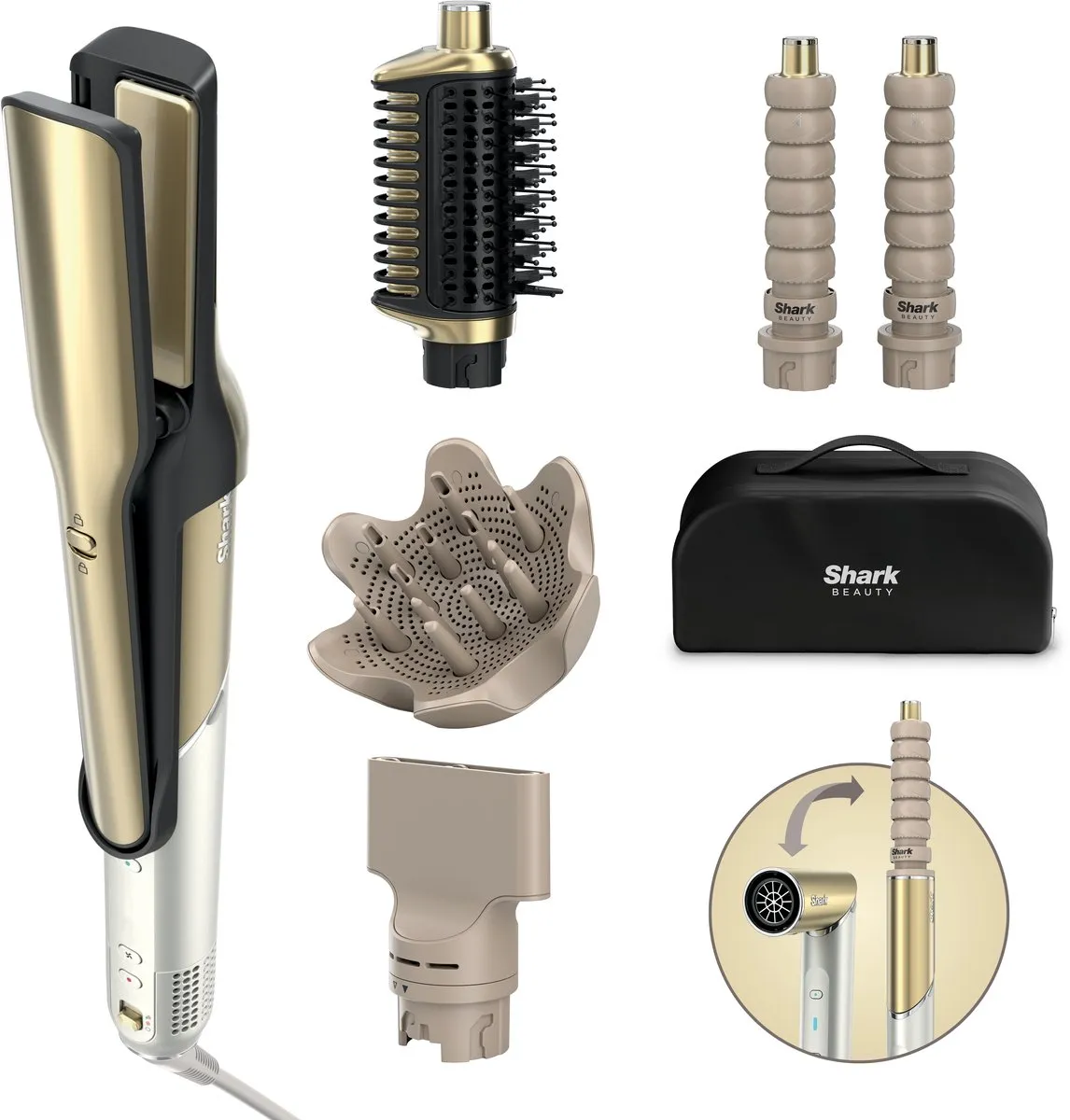 Shark Glam 5-in-1 Multistyler HD6052SEU - 5 standen - Wit/Goud
