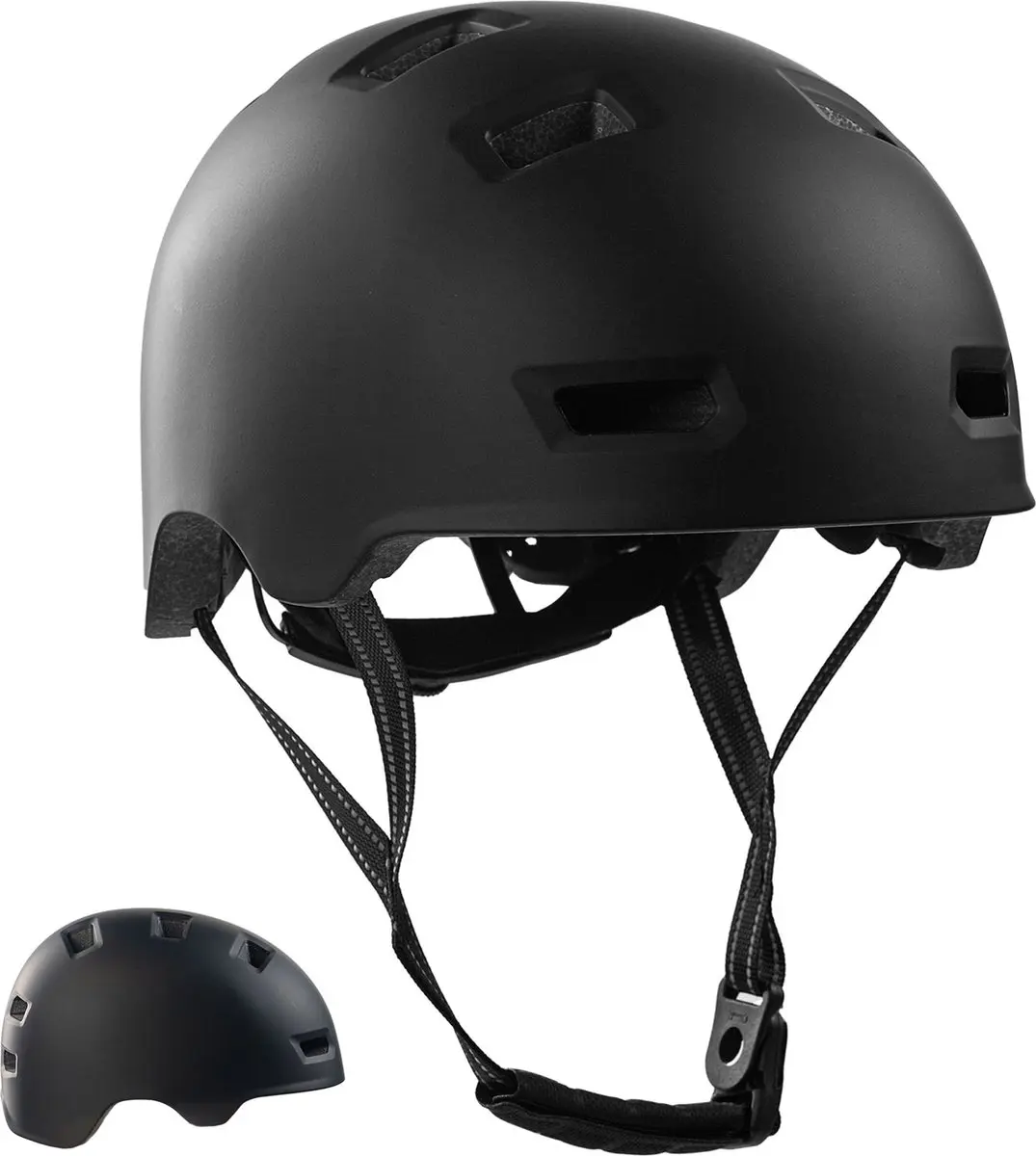 Skater- en fietshelm | Helemaal Zwart M (54-57 cm) | EN1078 gecertificeerd
