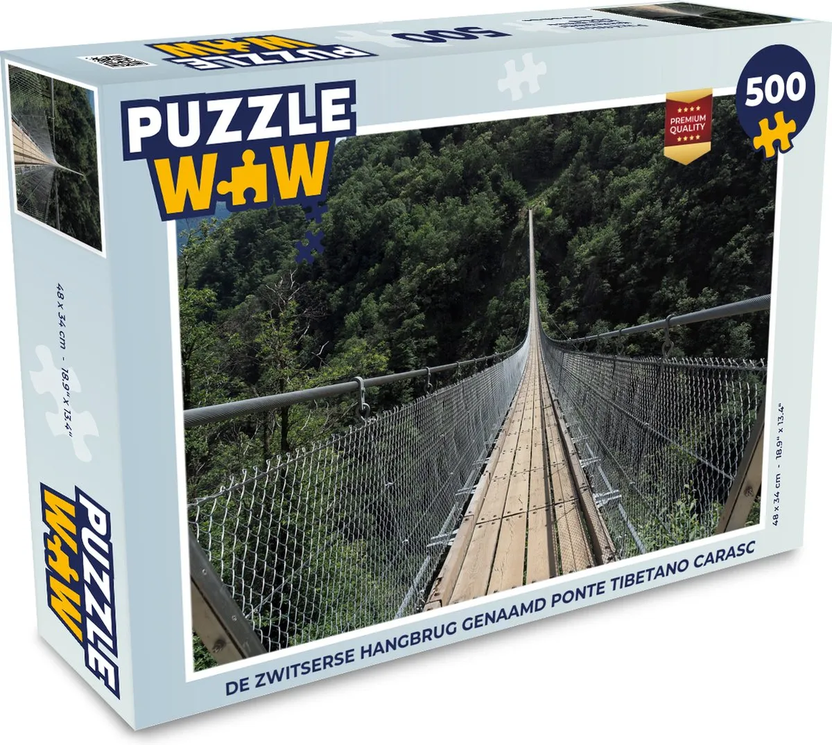 PuzzleWow Ponte Tibetano Carasc Legpuzzel 500 Stuks - Multicolor