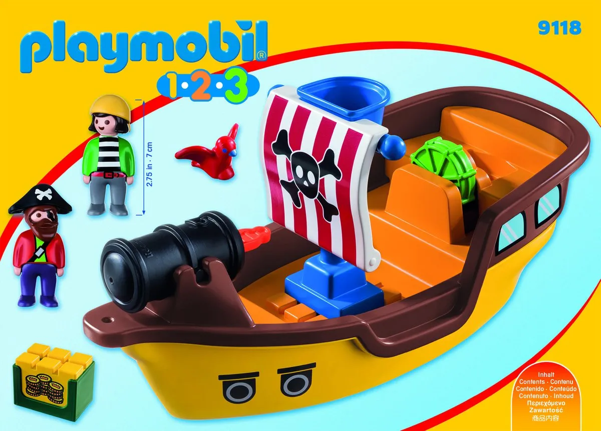Playmobil 1.2.3 Piratenschip 9118 - Geel