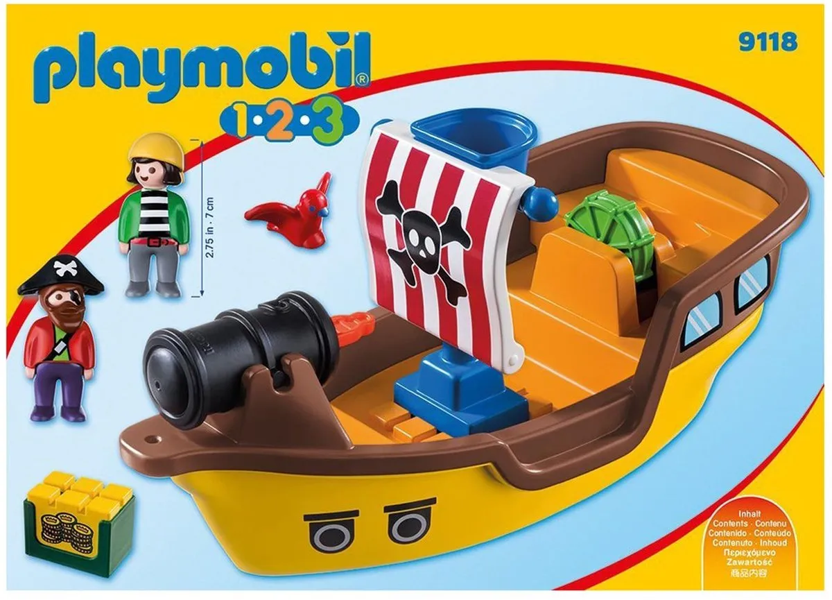 Playmobil 1.2.3 Piratenschip 9118 - Geel