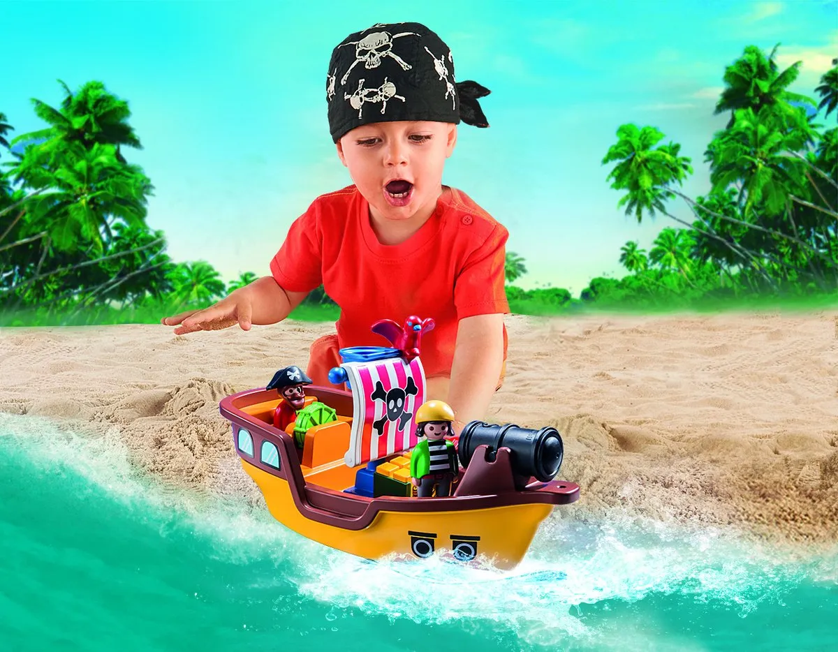 Playmobil 1.2.3 Piratenschip 9118 - Geel