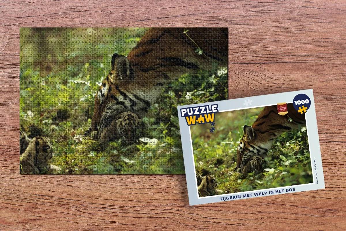 PuzzleWow Tijger Welp Legpuzzel 1000 Stuks - Multicolor