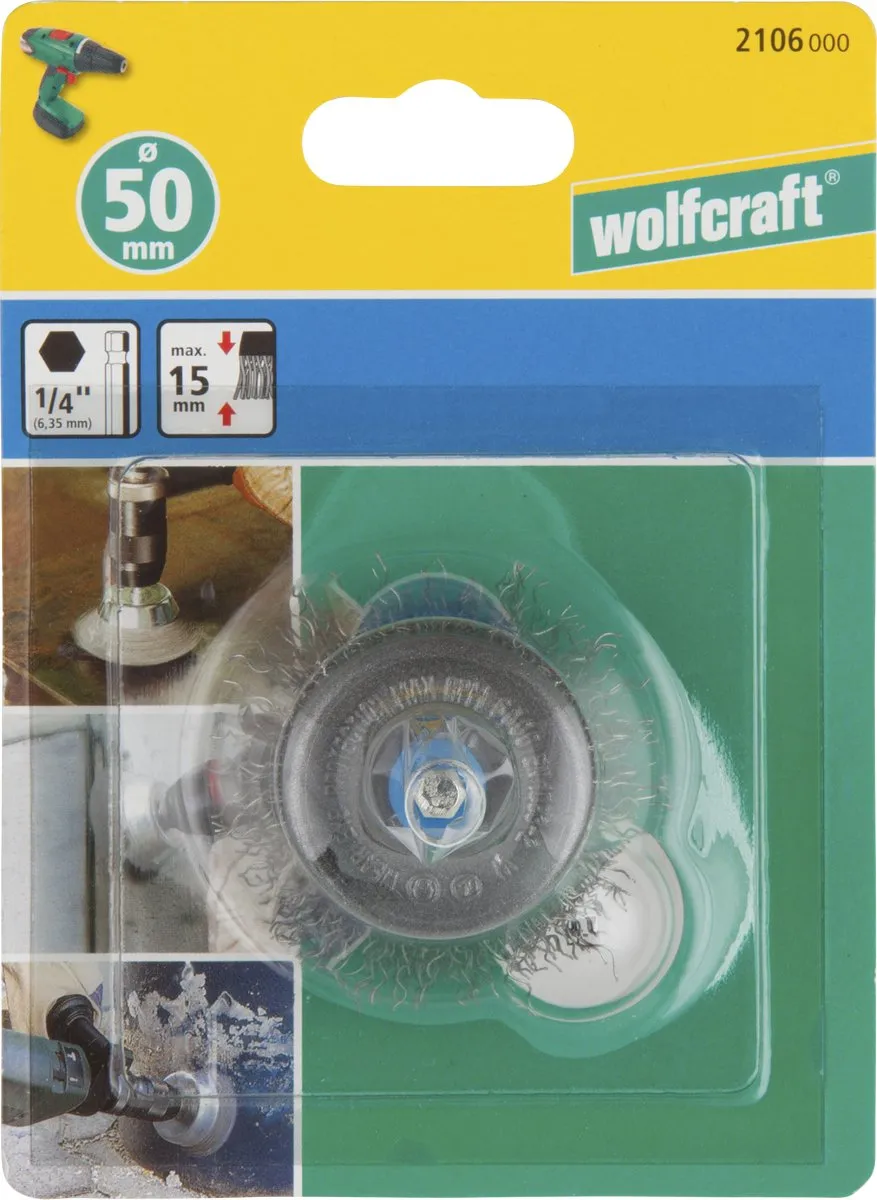 Wolfcraft Staaldraad Komborstel 2106000 - Roestverwijderaar