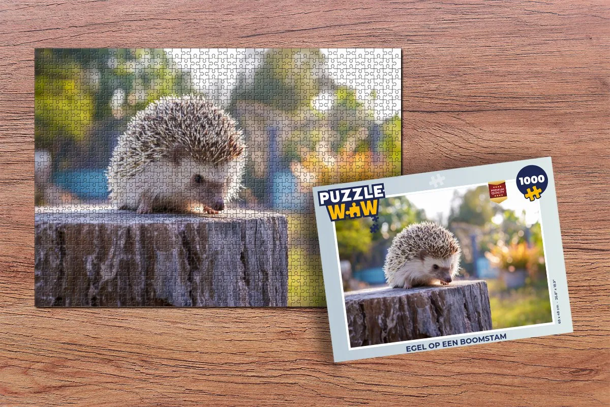 PuzzleWow Legpuzzel Egel op een Boomstam 1000 Stuks - Multicolor