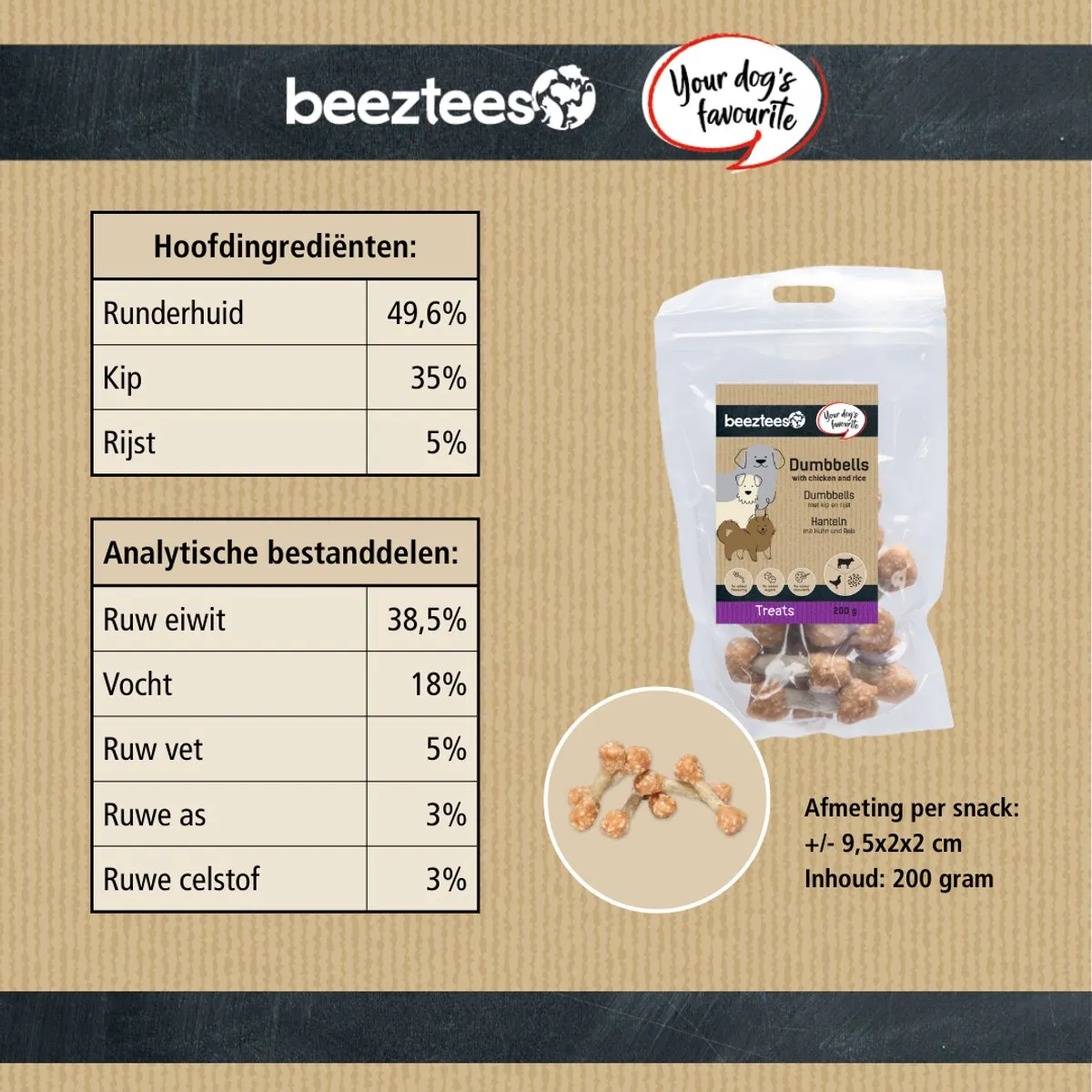 Beeztees Tasty Treats Dumbbells Mini Hondensnacks 200g