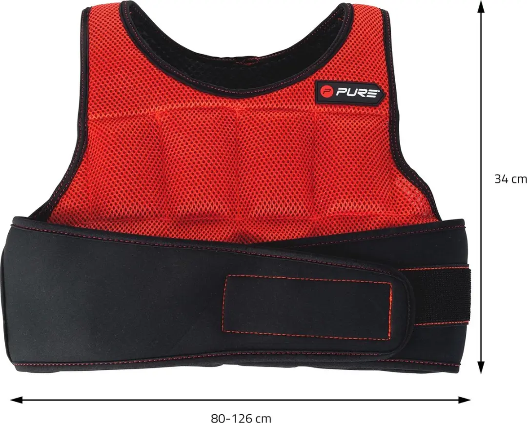 Pure2Improve Weighted Vest 5kg - Rood/Zwart - afbeelding 2 van 6