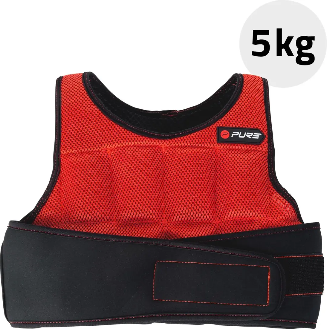 Pure2Improve Weighted Vest 5kg - Rood/Zwart - afbeelding 5 van 6
