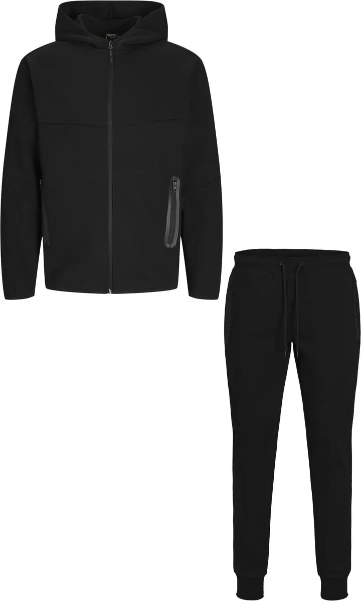 Jack & Jones Heren Joggingpak Sweatstof Zwart Trainingspak - Maat XXL