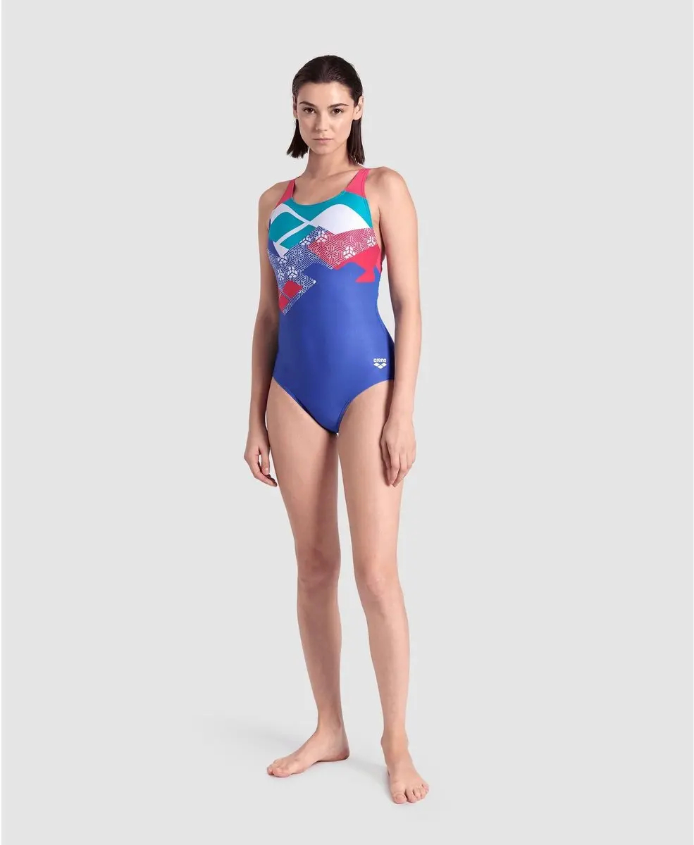 Arena Kikko Contro dames zwempak royal/freakrose/blauw - afbeelding 2 van 2