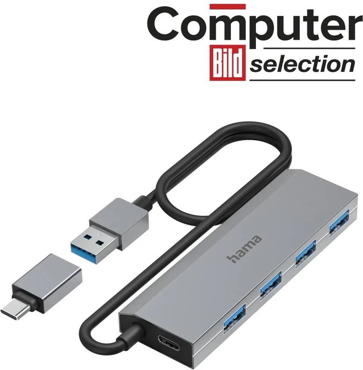 Hama 00200138 USB-hub 4x USB-A 3.2 Gen1 - Grijs - afbeelding 6 van 6