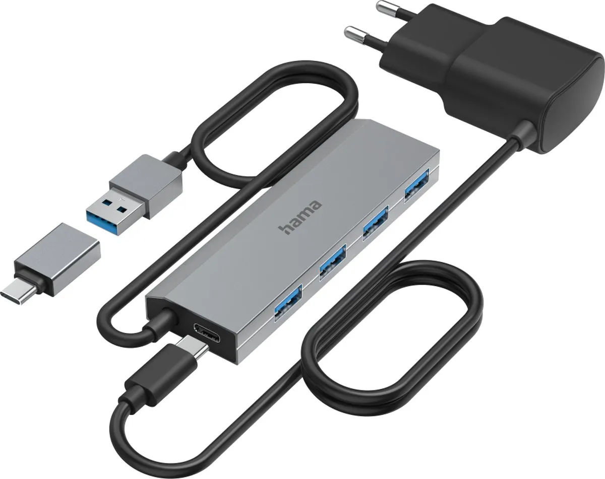 Hama 00200138 USB-hub 4x USB-A 3.2 Gen1 - Grijs
